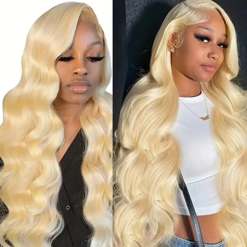 Rosabeauty 13x6 Blonde 613 HD Body Wave Lace Front Human Hair Wigs 13X4 Frontal 250 Density Preplucked 40 Inch Wig For Women