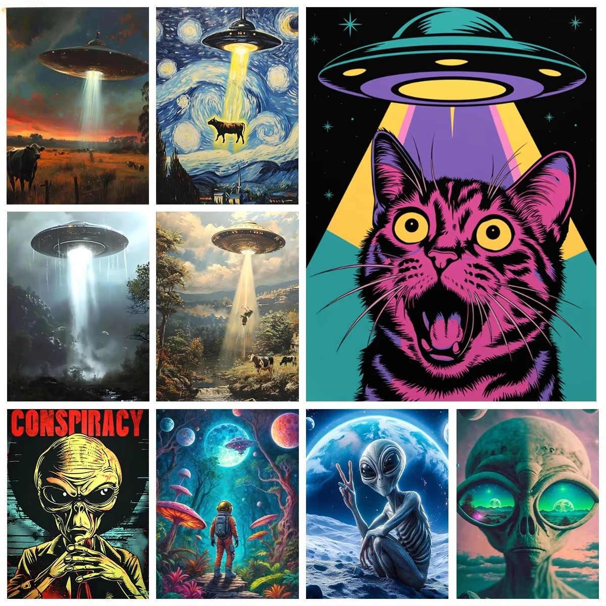 Abstract Alien Digital Oil Painting By Numbers on Canvas Home Decor for Living Room Bedroom Handmade DIY Gift