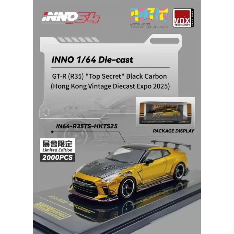 

POPRACE INNO 1 64 GT-R R35 Top Secret Black Carbon Hong Kong Vintage Diecast Expo 2025 Alloy Diecast Car Model In Stock Ship Now