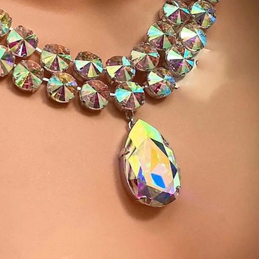 Stonefans Double Layer Necklace Set Free Shiping for Women Luxury 2024 Earring Rhinestone Fashion Bridal Dubai Set Party Gifts