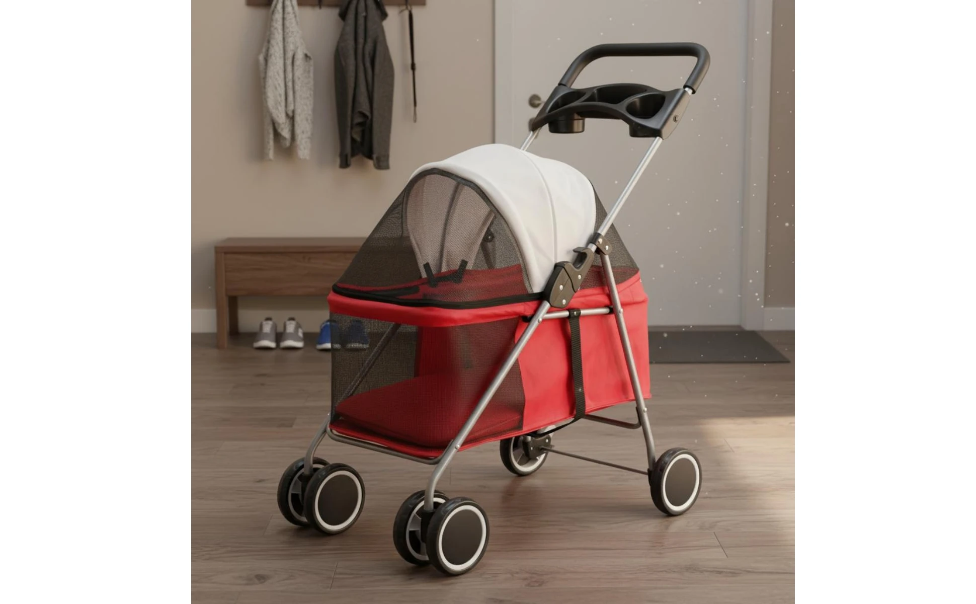 Foldable Pet Stroller twinWheel Pet Carrier for Outdoor Transport
