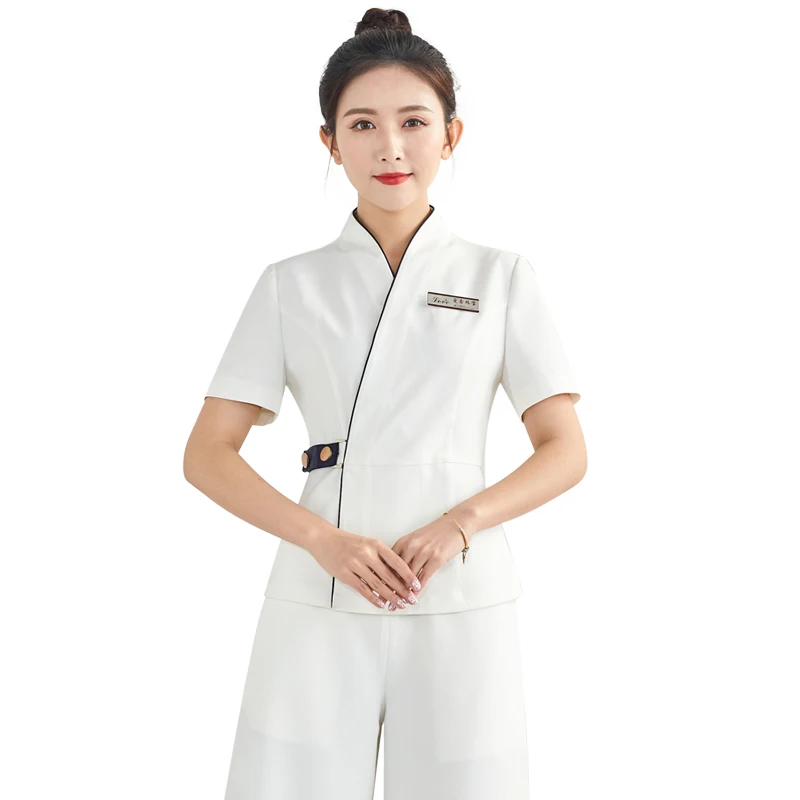 

2023 New Beautician Foot Bath Pedicure Work Clothes Female Beauty Salon Health Hall Tea Art Technician SPA Uniform