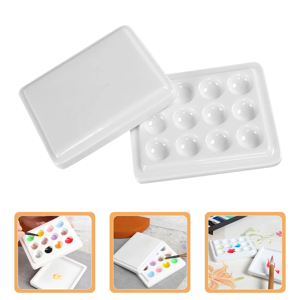 12 Compartment Watercolor Palette Lightweight Plastic Paint Pallet Small Mixing Tray Cups for Artists Students