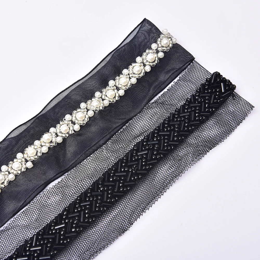 High Quality Black Style Lace Trim Sewing Mesh Ribbon Bridal Clothes Diy Applique Bandingm