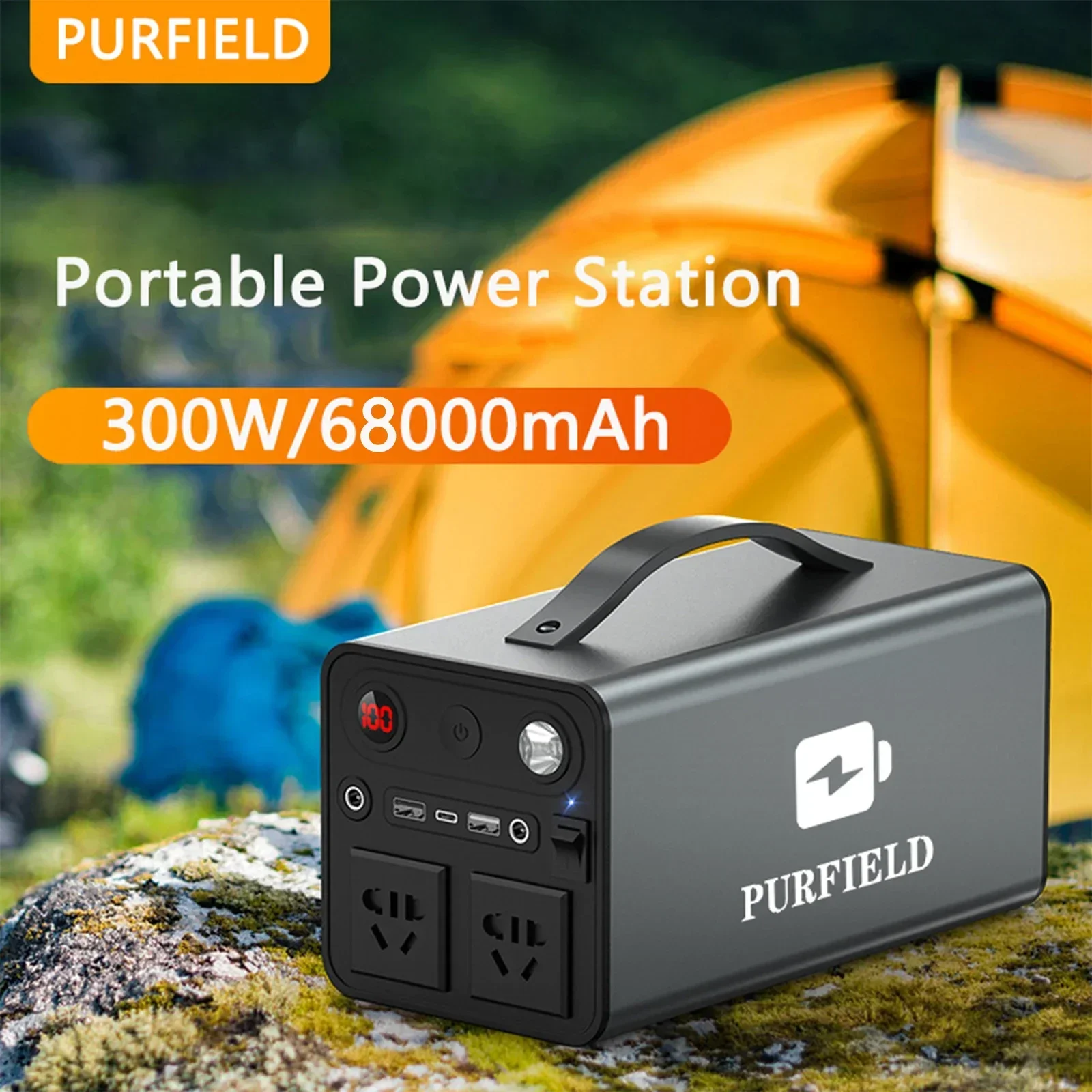 PURFIELD Portable Power 68000mAh 300W Station Generator Battery AC DC output Outdoor Charger Emergency Power Supply Power Bank