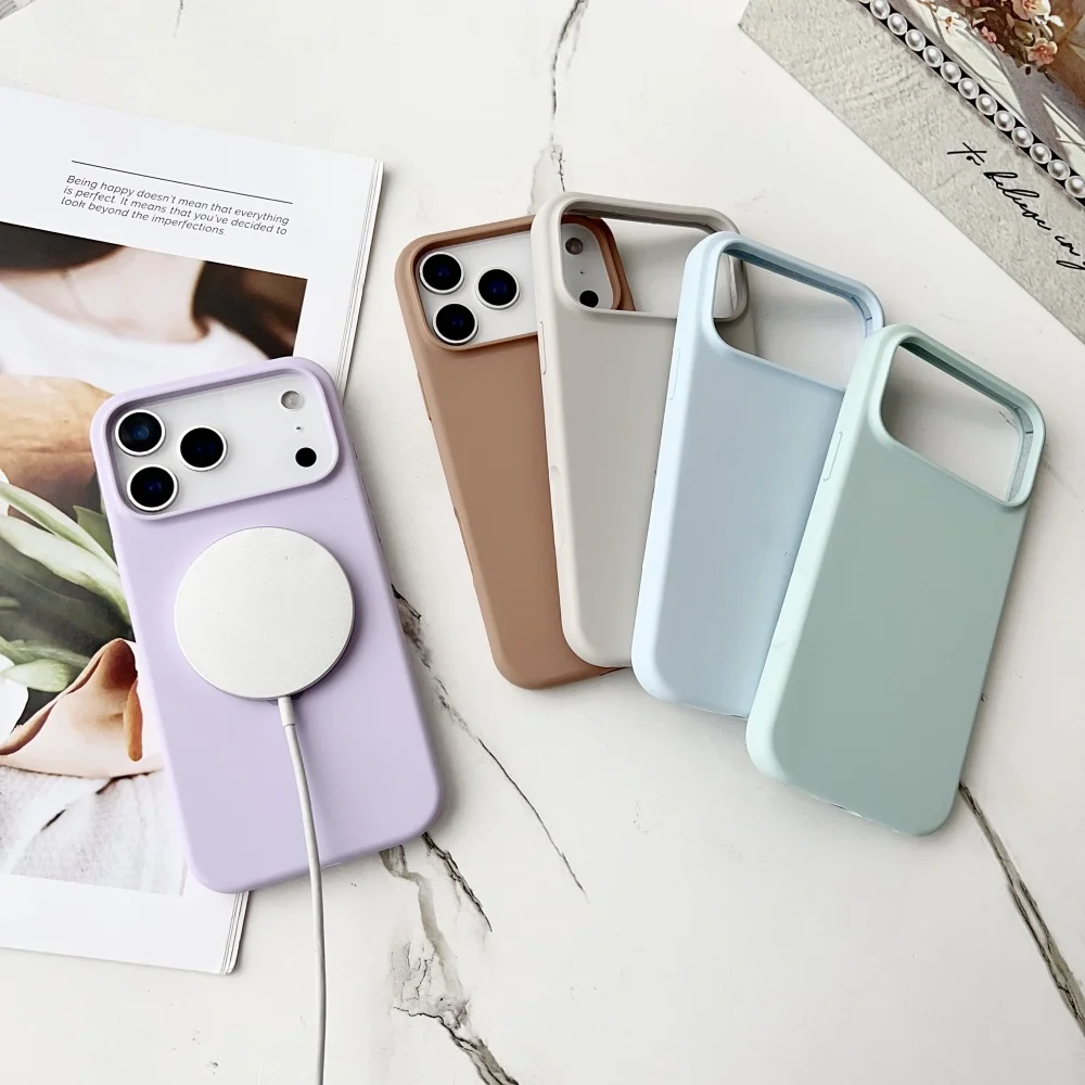 حافظة هاتف Magsafe من السيليكون السائل الأصلي لهاتف iPhone17 16 13 12 Pro 14 15 Pro Max 16 غطاء شحن لاسلكي مغناطيسي #3