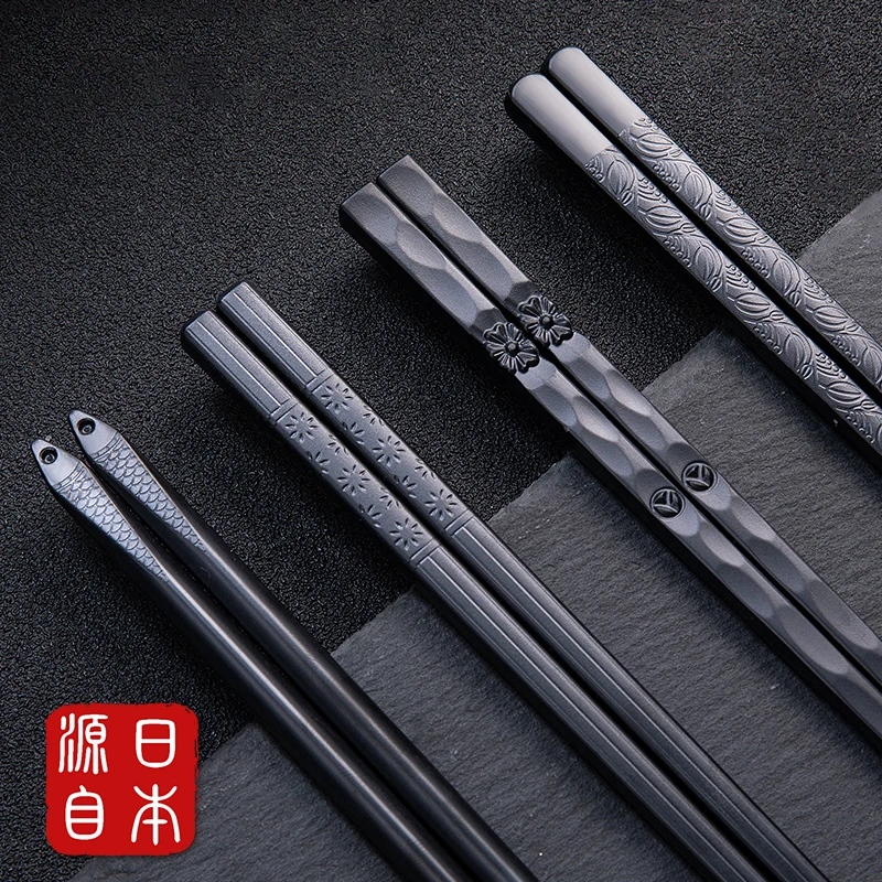 Japanese Chinese Chopsticks Black Sushi Sticks Fast Food Noodles Chopsticks Korean Tableware Kitchen Bar Supplies Cutlery 1Pair