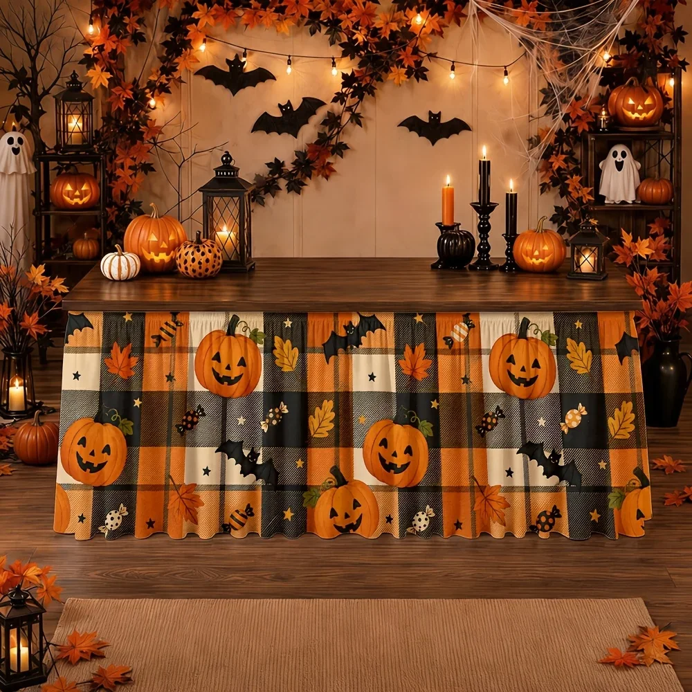 Tablecloth - Halloween Theme - Pumpkin Bat Maple Leaf Pattern - Autumn - Partyxzj