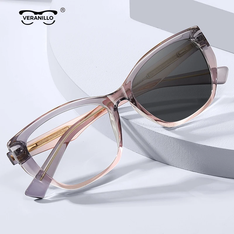 Fashion Versatile Women's Nearsighted Glasses Photochromic Lens Customizable Prescription Blue Light Glasses