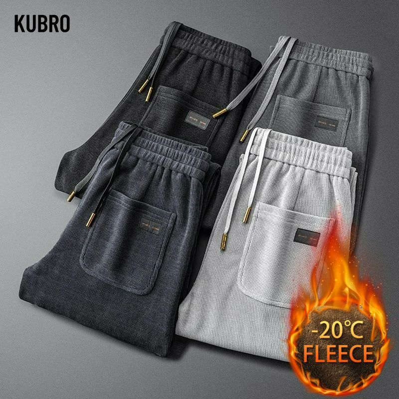 

Men's Corduroy High End Pants Autumn Winter Thick Warm Business Straight Casual Trousers Fashion Korean Fleece Baggy Pants Male