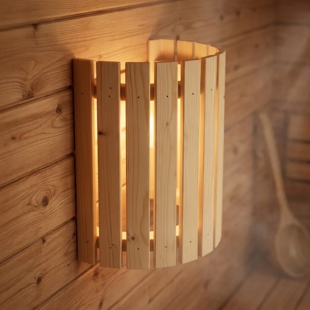 Natural Wood Sauna Lampshade 300mm x 250mm for steam Room and Dry Sauna Light Fixture Protection Indoor Use Only