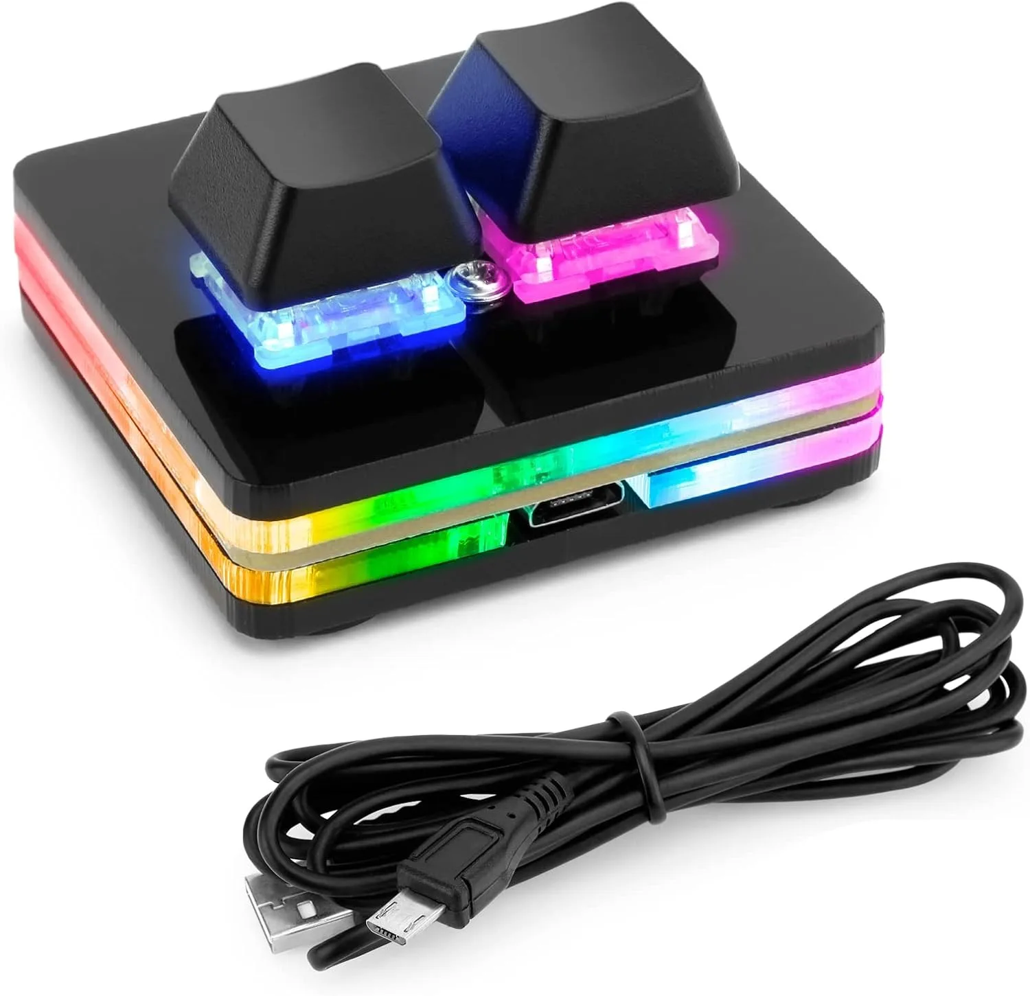 Black 2-Key OSU Hot Swap Game Keyboards USB Wired RGB Mechanical Keypad  Autonomous Programming Macro with Software Switches