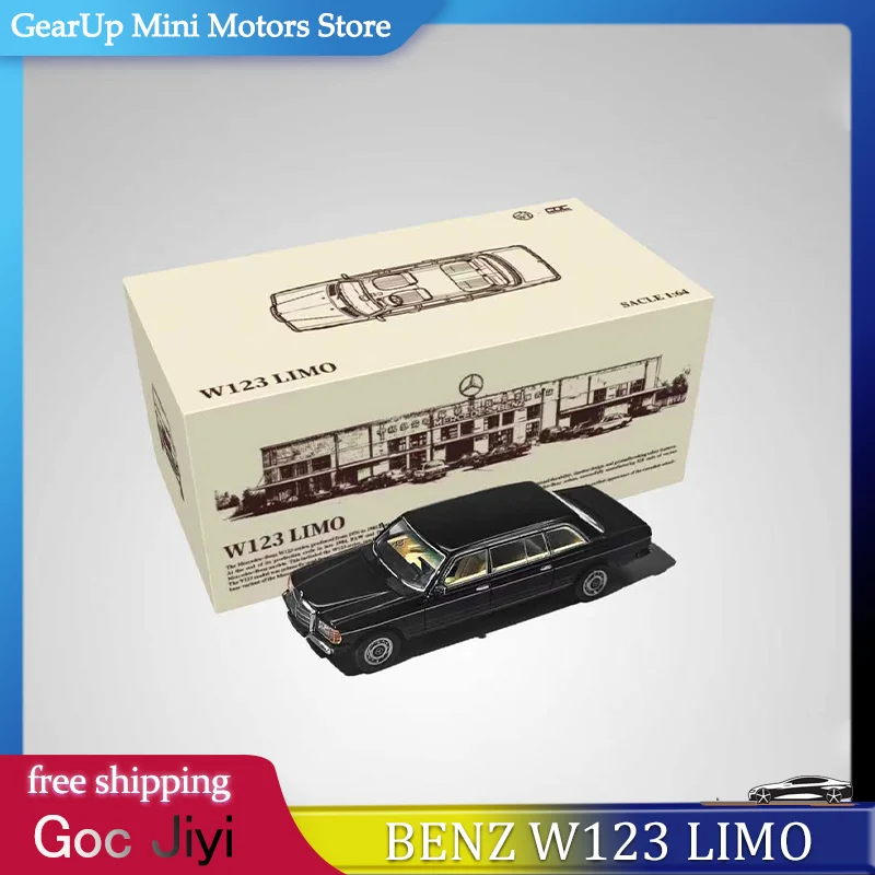 

1:64 New Jiyi Goc Mercedes V123 W123 230e Limousine For Official Use Alloy Die-Casting Car Model Collectible Custom Kid Toy Gift