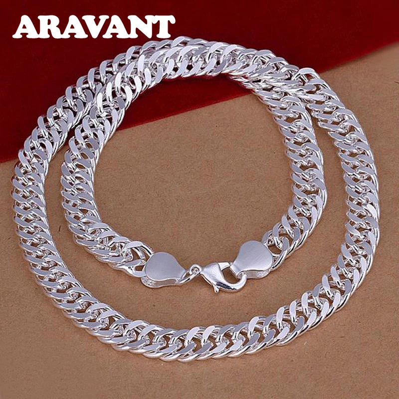 Aravant 925 srebro 6mm 10mm naszyjniki łańcuszek dla mężczyzn biżuteria