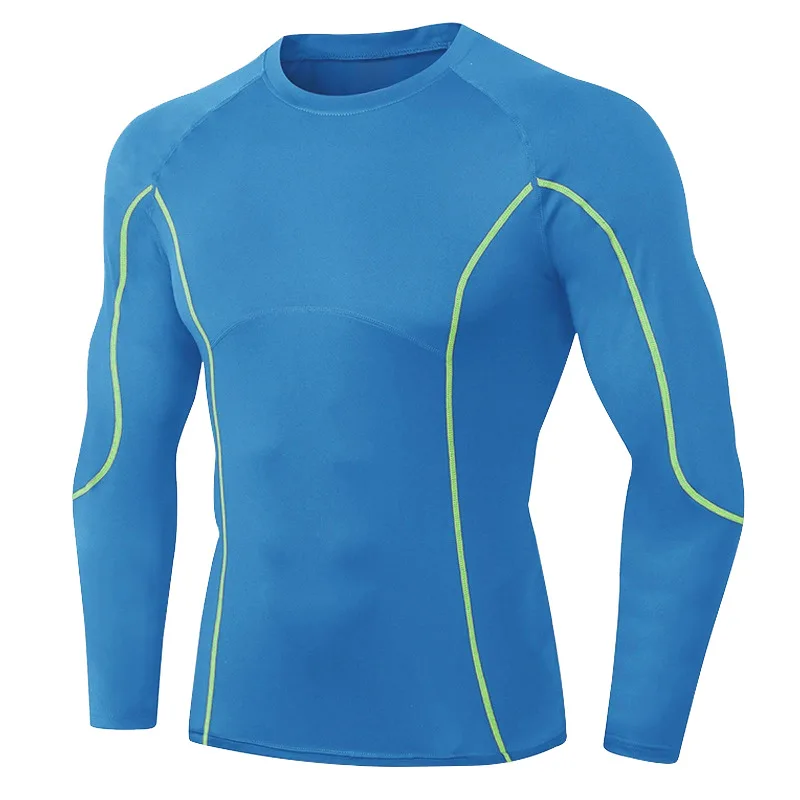 Men's Marathon Long Sleeve Running T-shirts Sport Men Quick-drying Breathable Round Neck Gym Top Outdoor Workout Gym Clothing