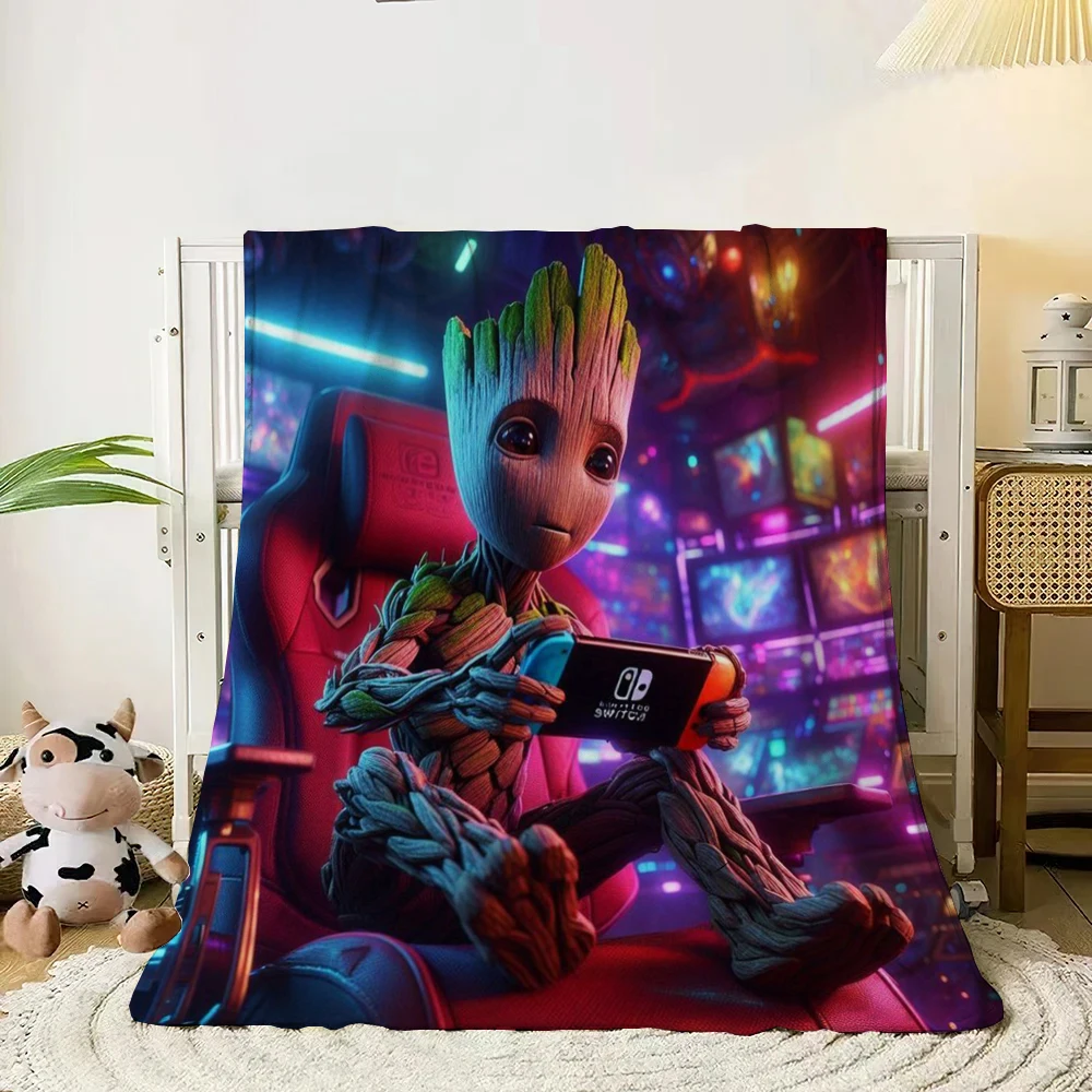 Guardians Of The Galaxy Groot Thin Blanket.King Size Four Season Blanket.for Sofa,Beds,Living Rooms,Travel Picnic Blankets Gift