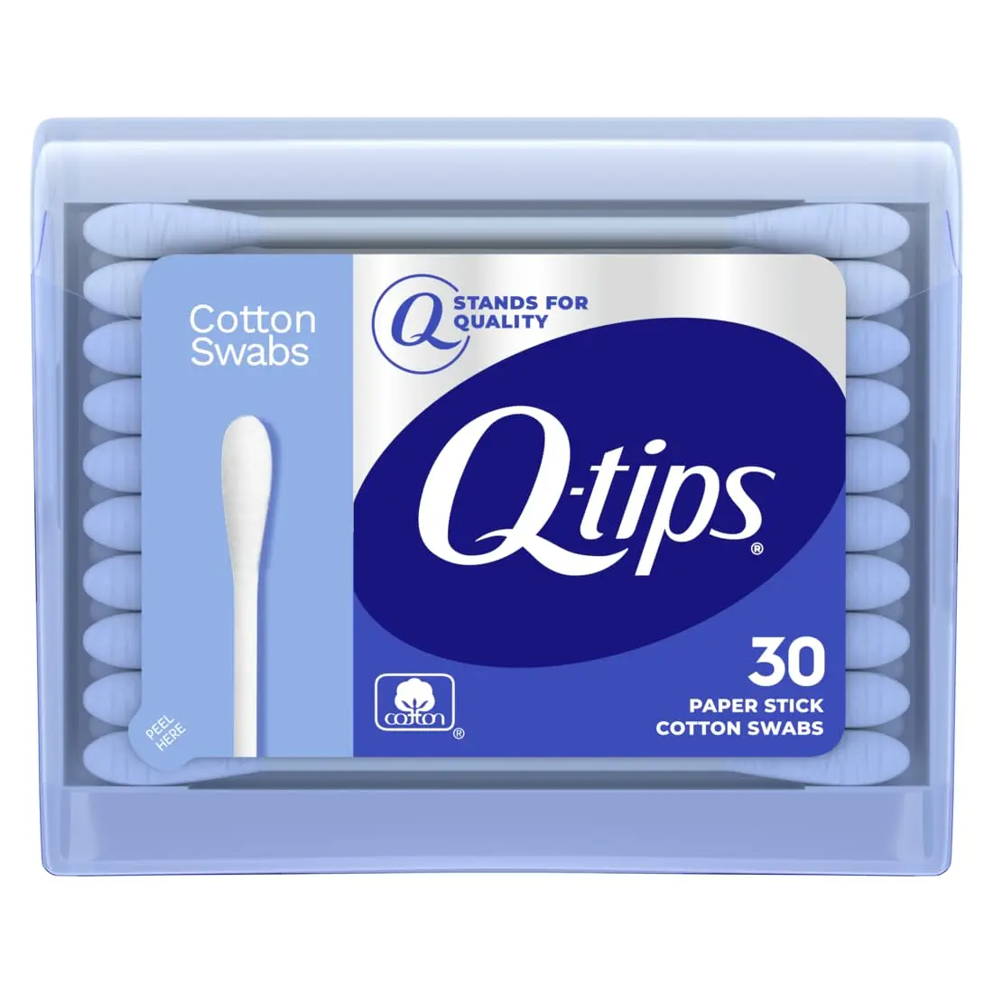 Travel Cotton Swabs, 30 Count, Blue