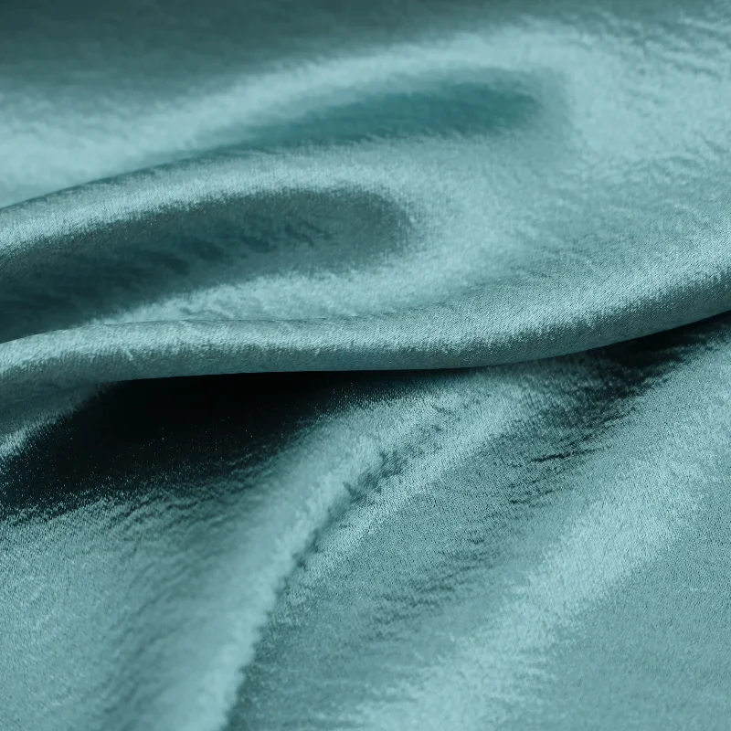 

Smoke Blue Water Ripple Satin Fabric Shiny Lustrous Stretchy Soft Evening Dress Tablecloth Handmade DIY Sewing Craft Material
