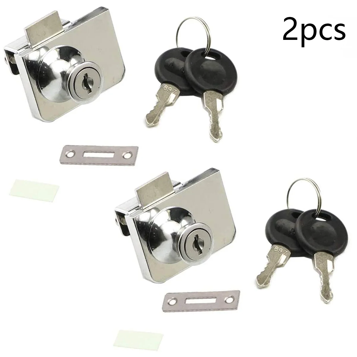 2pcs Glass Display Lock Cabinet Showcase Locks Zinc Alloy Cupboard Drawer Locker Display Window Security Furniture Hardware