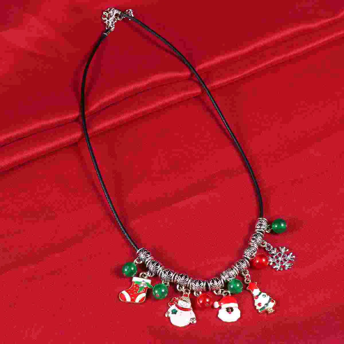 سر Santas Soirées قلادة DIY معلقة قلادة عيد الميلاد سلسلة حبة شجرة العقيق حزب الخرز سقف عزم الدوران الملونة