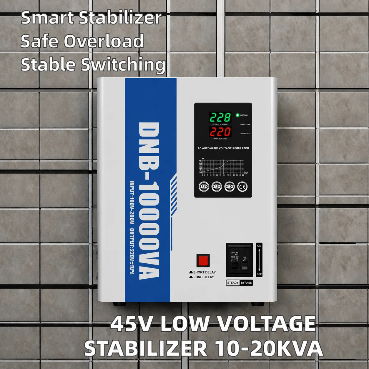 Wall-mounted DNB 1KVA 3KVA 5KVA AC Single Automatic Voltage Stabilizer Relay Control AVR 220V Output