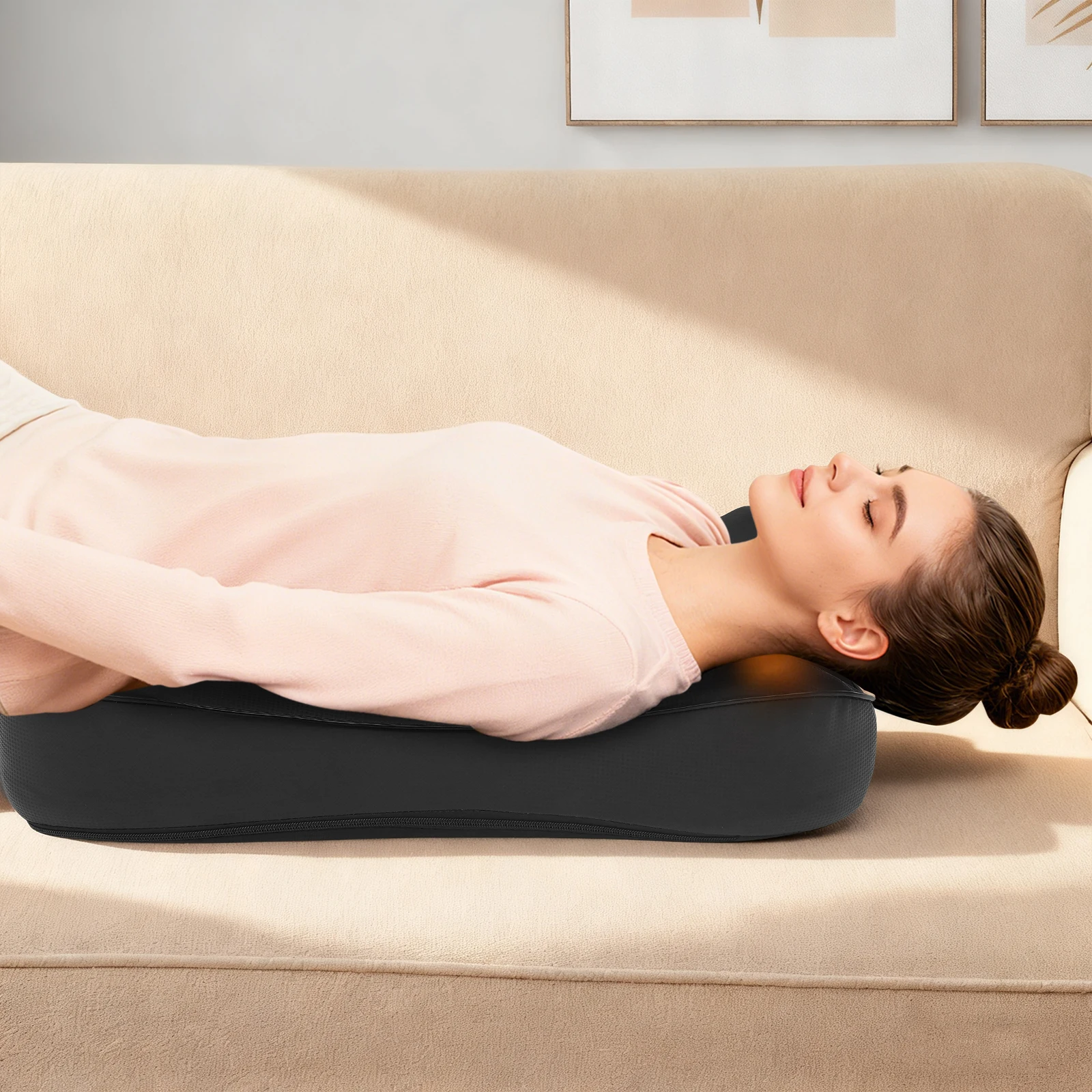 Massage zitkussen, rugmassageapparaat met warmte, 4 in 1 nek schouder rug lumbale massagekussen, shiatsu kneden voor thuiskantoor auto