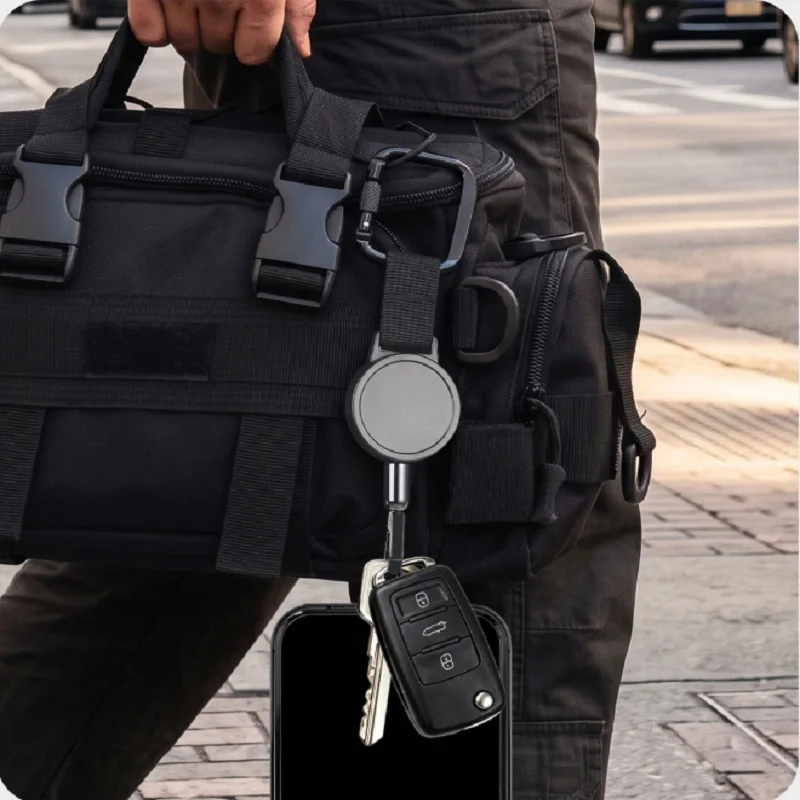 Retractable Phone Lanyard with Carabiner Keychain Heavy Duty Anti-Theft Cell Phone Holder Anti-Drop Harness for Outdoor Hiking