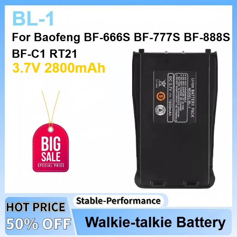 3.7V 2800mAh BL-1 Li-Ion Battery For Baofeng BF-666S BF-777S BF-888S BF-C1 RT21 Walkie Talkie Rechargeable Lithium Battery