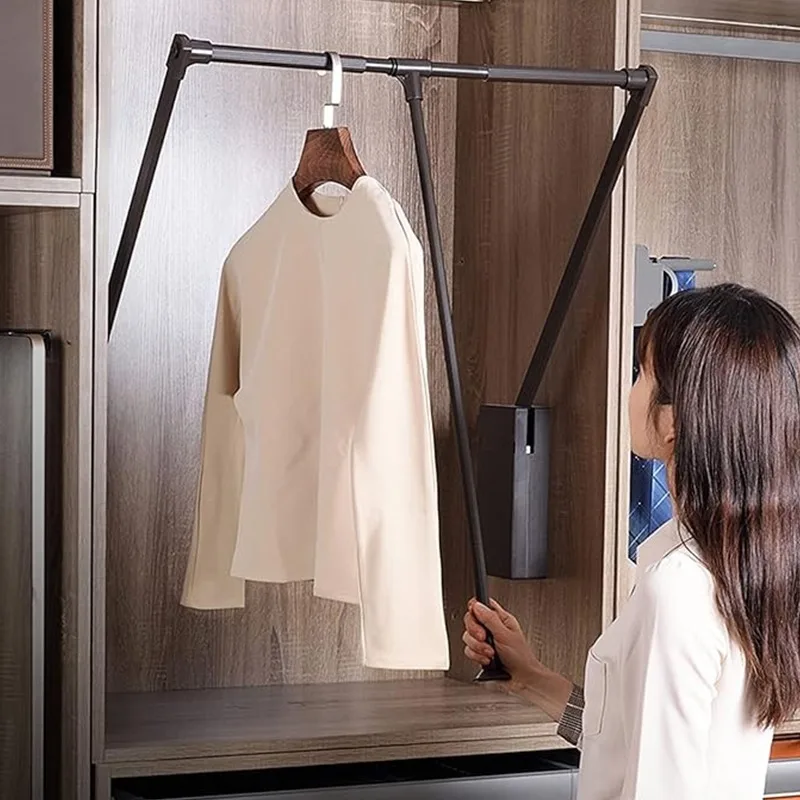 New arrival hanger with soft closing cabinet system wardrobe rod rack storage device household hanging clothes