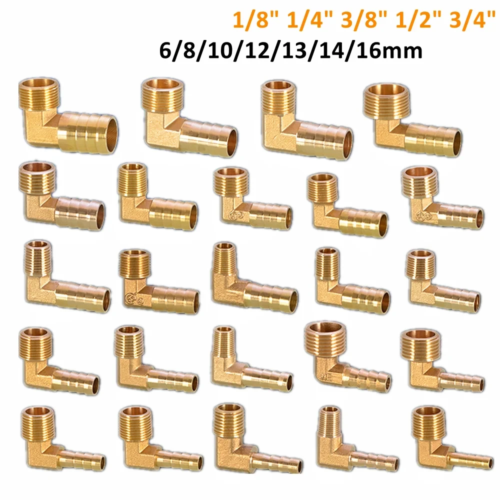 Pagoda connector 6 8 10 12 13 14 16mm hose barb connector tail thread 1/8 1/4 3/8 1/2 3/4 1BSP thread Brass Pipe Fittings Elbow