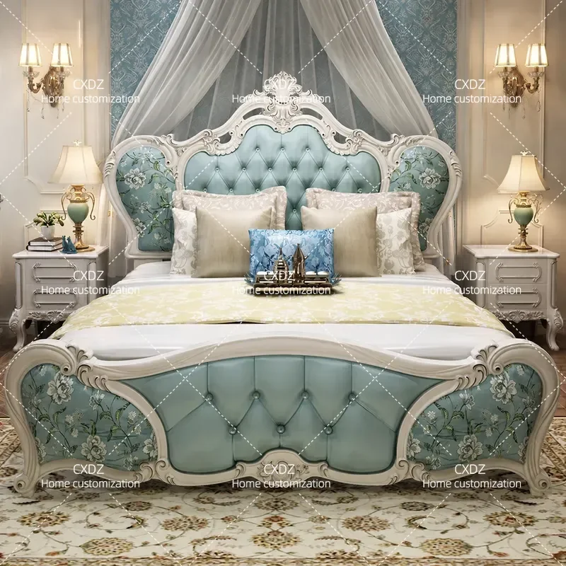 1.8m Double Bed Leather Upholstered Platform Bed Frame for Master Bedroom Simple Modern Princess Style Wedding Furniture