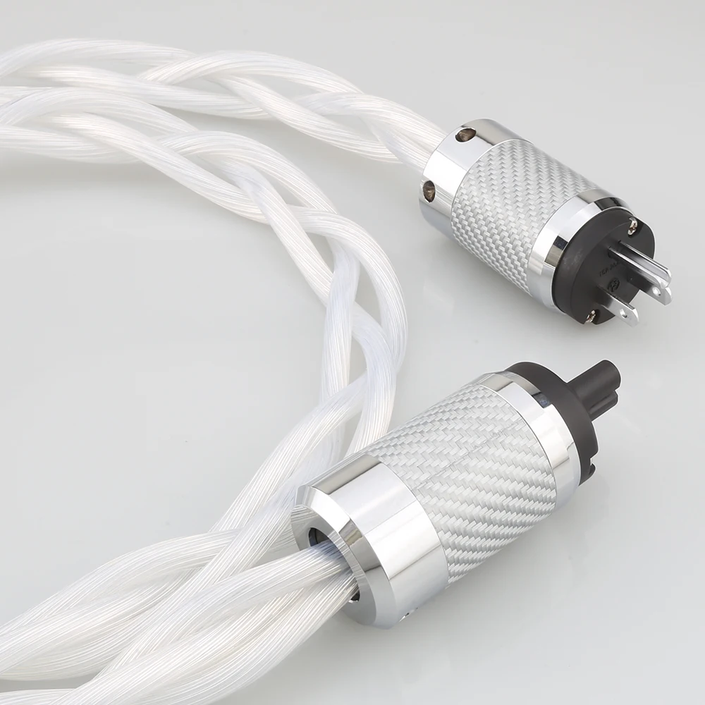 5N OCC US & EU AC Audiophiles Audio-Verstärker DAC Filter HIFI Silber Stromkabel aus Kohlefaser mit Figure 8 IEC C7 Buchsenstecker – Detail 13