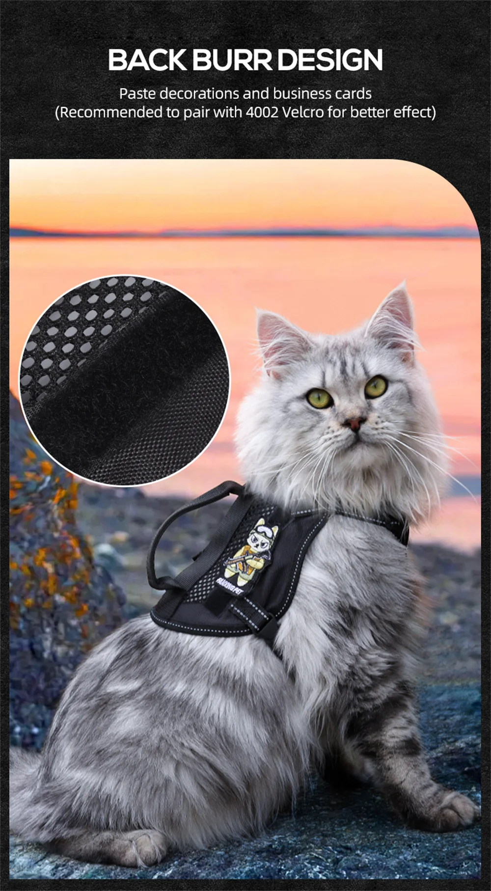 Cool Puppy Cat Tactical Harness and Leash Handheld Pet Harnesses for Cats Maine Coon Chinchilla Mascotas Adhesive Accessories