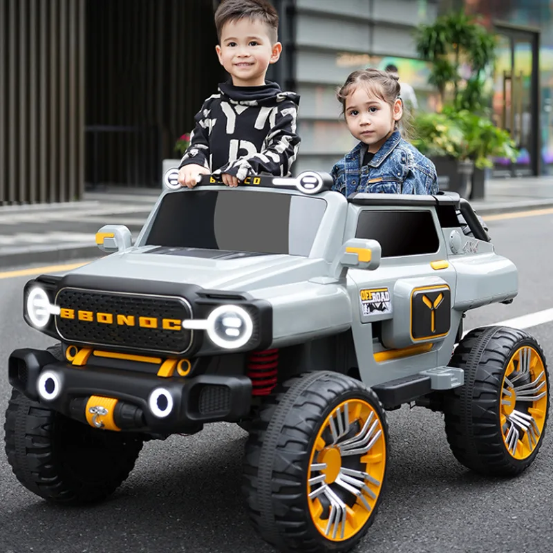 Large size children's electric vehicle can sit in adult toy car, four-wheel four-wheel drive off-road vehicle, two person remote