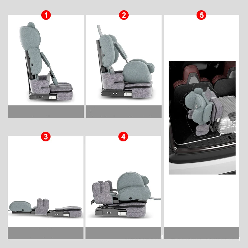 แบบพกพาเด็กรถที่นั่งพับเด็กความปลอดภัยที่นั่ง Isofix Latch เด็กทารก Travel Car Seat สําหรับ 1 ~ 6 Y สําหรับรถทุกรุ่น