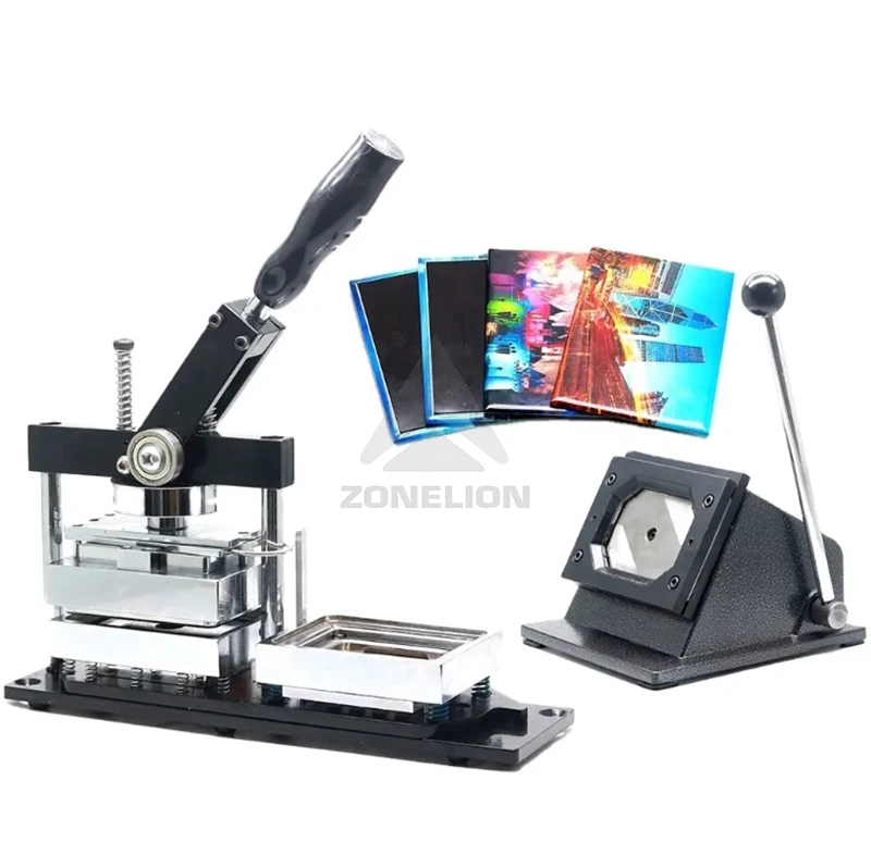 90*65MM Angular Corner Machine With a Simple Style Cutter and 500PCS Materials Rectangle 90*65cm Shape Fridge Magnet Button