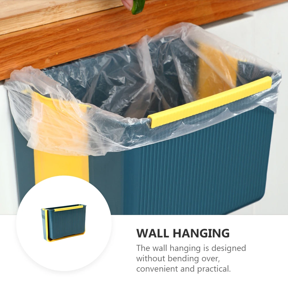 

Garbage Cans Folding Trash Container Waste Paper Basket Storage Bin Wall-mounted Household