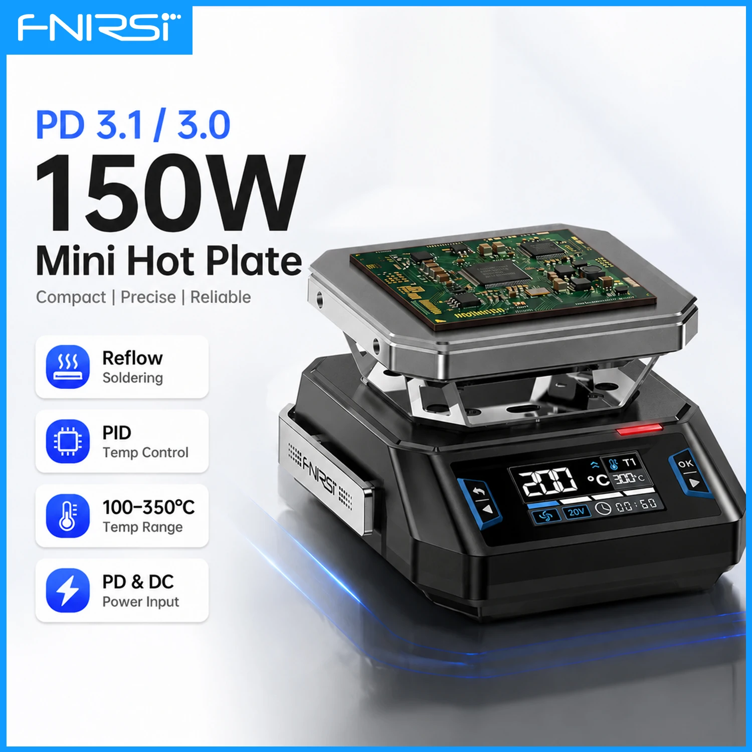 stazione-di-preriscaldamento-per-circuiti-stampati-fnirsi-ht-p1-mini-hot-plate-digitale-a-temperatura-costante-350°c-°-riparazione-componenti-elettronici-150w