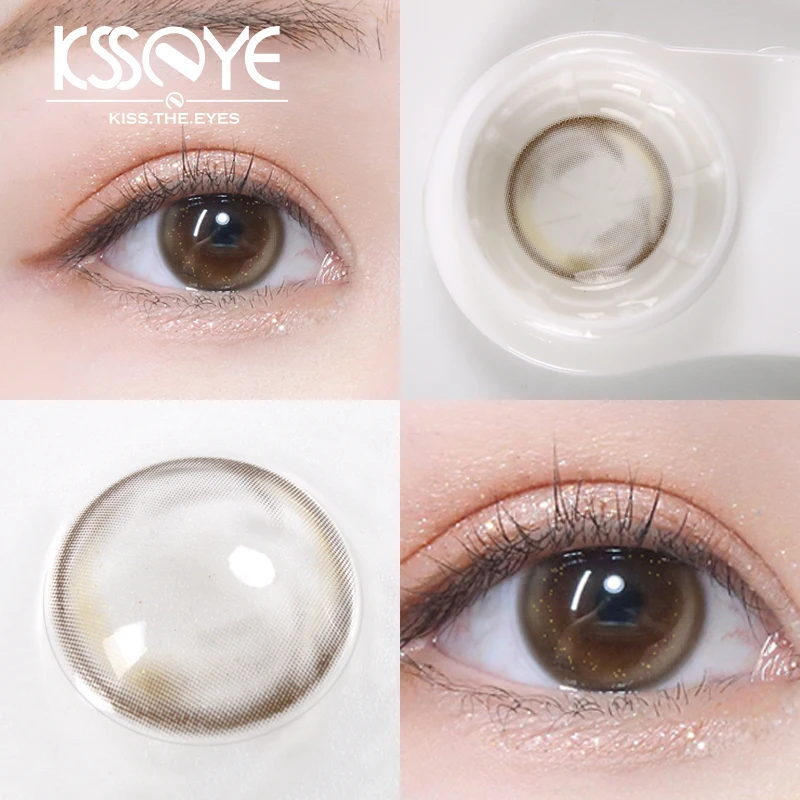 KSSEYE 2Pcs Eyes Contacts Lenses with Diopter Fashion Soft Myopia Colored Lenses for Eyes Makeup Diameter 14.2mm Fast Shipping