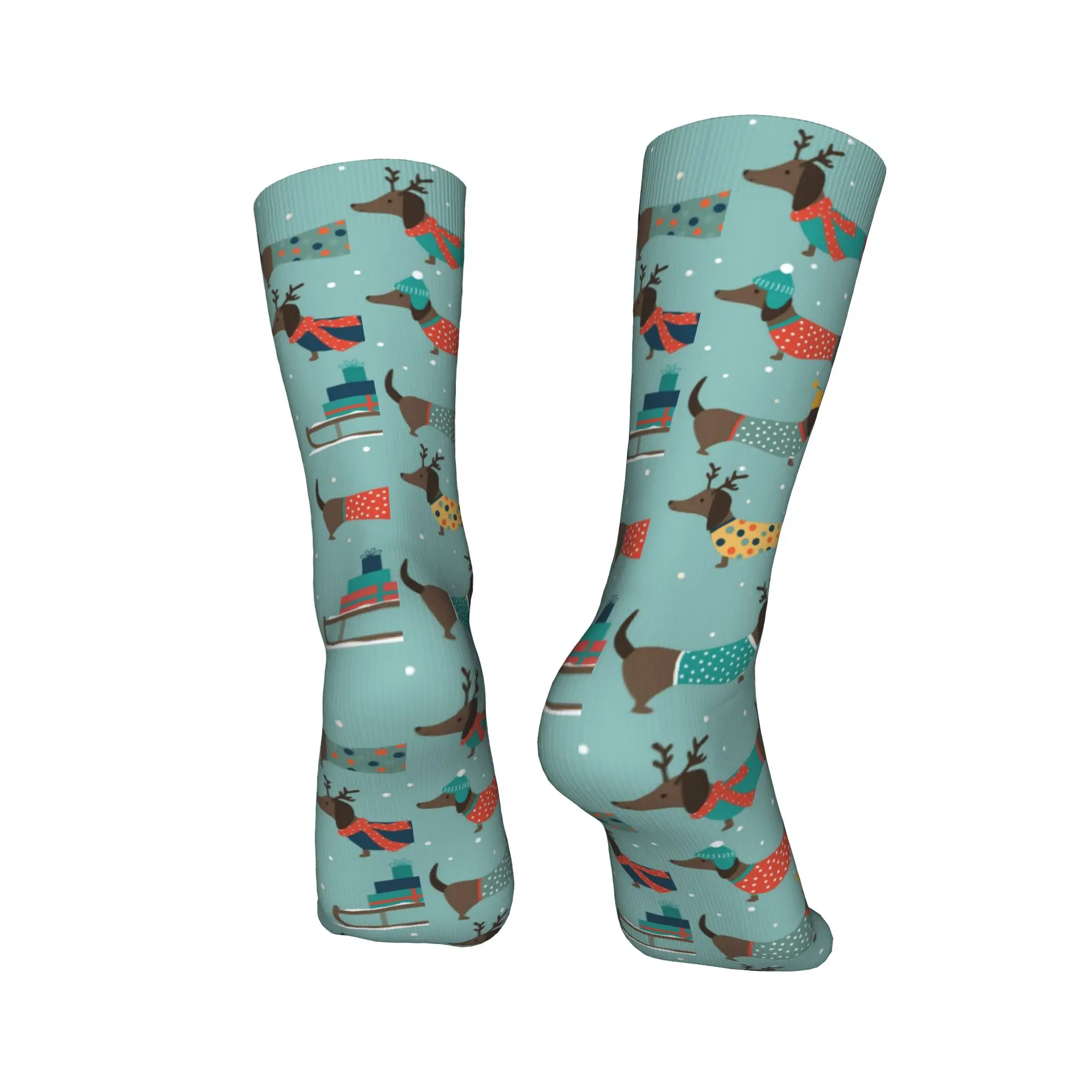 ถุงเท้าลายพิมพ์แฟชั่นน่ารักลายสุนัขดัชชุนด์สำหรับผู้หญิงผู้ชาย ถุงเท้าข้อสั้นยืดได้สำหรับฤดูร้อน ฤดูใบไม้ร่วง ฤดูหนาว