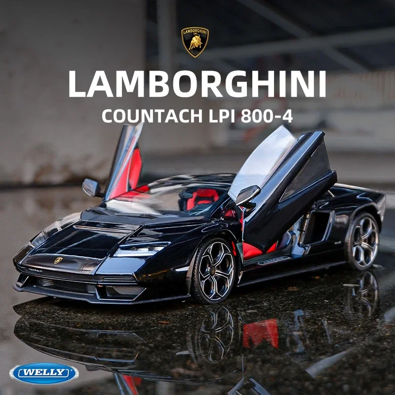 Welly 1:24 Lamborghini Countach LPI800 Alloy Sports Car Model Diecast Metal Racing Model Car Simulation Collection Boys Toys