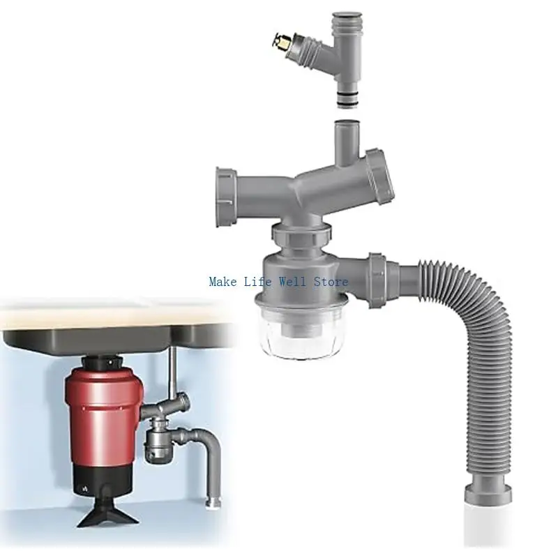 Kitchen Washbasin Sink Bathroom Downpipe Fittings Flexible Connection Single/Double Sink Drain Pipe Enduring