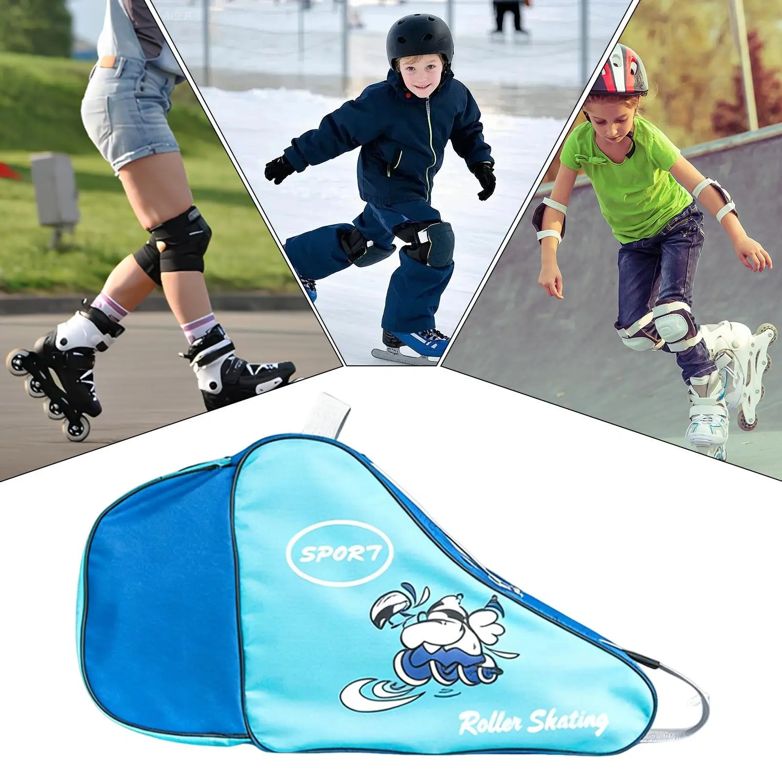 Ice Skating Bag Portable Large Storage Travel Case Children Ice Skating Bag For Boys Girls For Hockey Rink Luggage Daily Outdoor