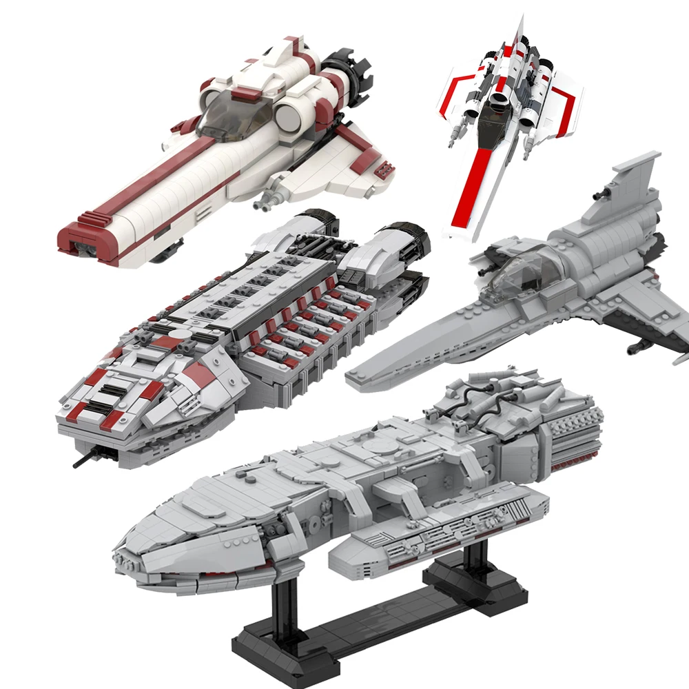 

MOC Space Battlestared Galactica Viper Mark 7 Building Block Kit Spaceship Aircraft Brick Model Toy DIY Education STEM Kids Gift