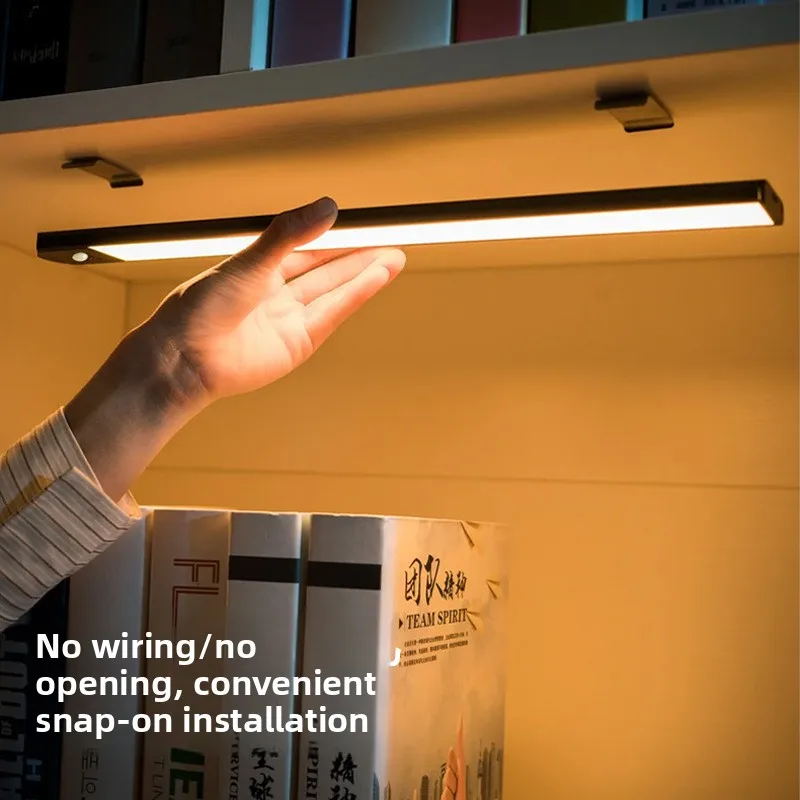 

Перезаряжаемый светодиодный светильник с датчиком движения для установки под шкаф, с USB-зарядкой, беспроводной, магнитный, для гардероба, прикроватный, для чтения, теплый белый свет