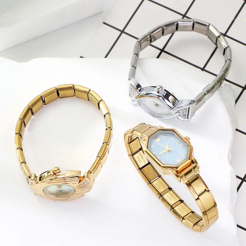 Fashion Colorful Stripes Watch Head 9mm Width Italian Charm Stainless Watch Bracelet Women's DIY Making Jewelry Gift Wholesale