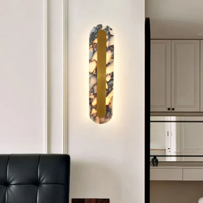 Natural Marble LED Wall Light Gold Metal New Style For Hotel Office Bedroom Living Room Aisle Restaurant Sconce Home Art Deco