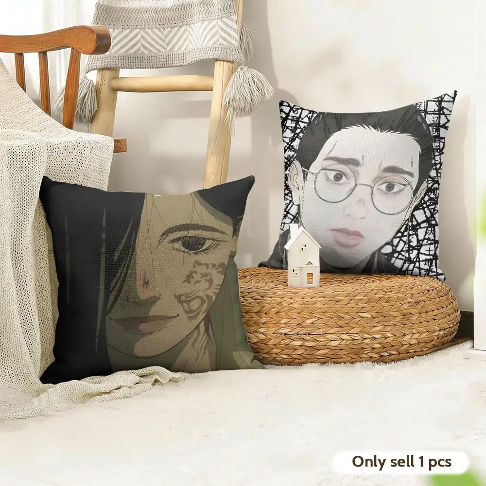 N-nippon Sangoku Three Cushion Cover Natural Linen Pillow Cover Double-Sided Print Cushion Cover for Sofa Home Decor