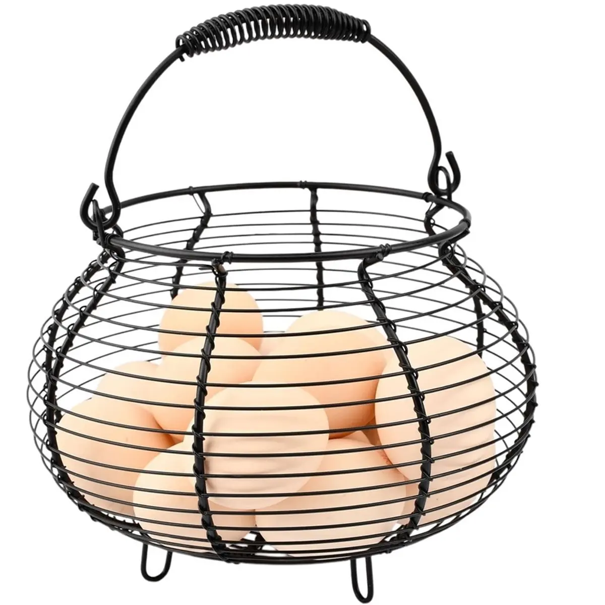 AB09 Chicken Wire Egg Basket for Gathering Eggs,Vintage Chicken Egg Collecting-Basket with Handle for Easter Christmas