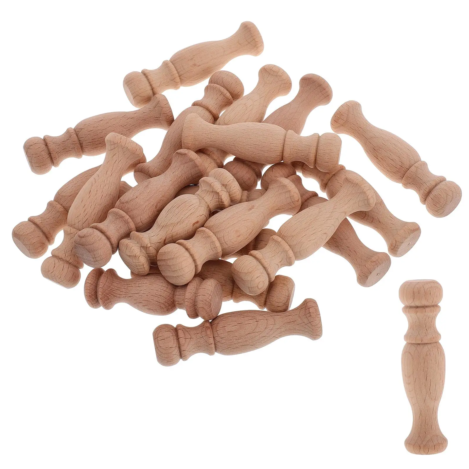 

20 Pcs Roman Capital Wood Craft Fence Pillar Stand Baluster Spindles Wooden Pole Beige Solid Wood Chinese Style
